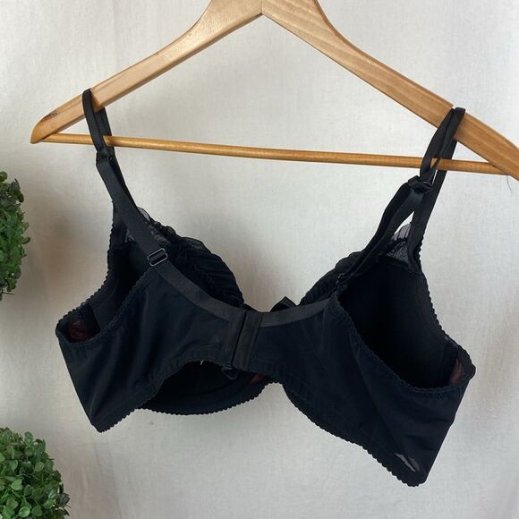 Cacique Black & Red Lightly Lined Underwire Bra 42DD - Picture 3 of 5